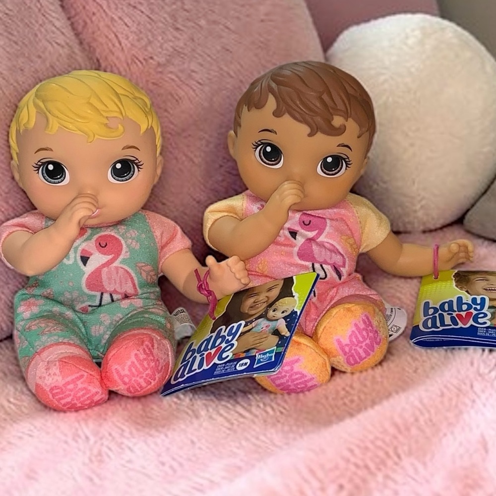 🦩 Baby Alive Plush Doll Set – Flamingo Outfit Soft Dolls Hasbro 2022 (2 Pack)